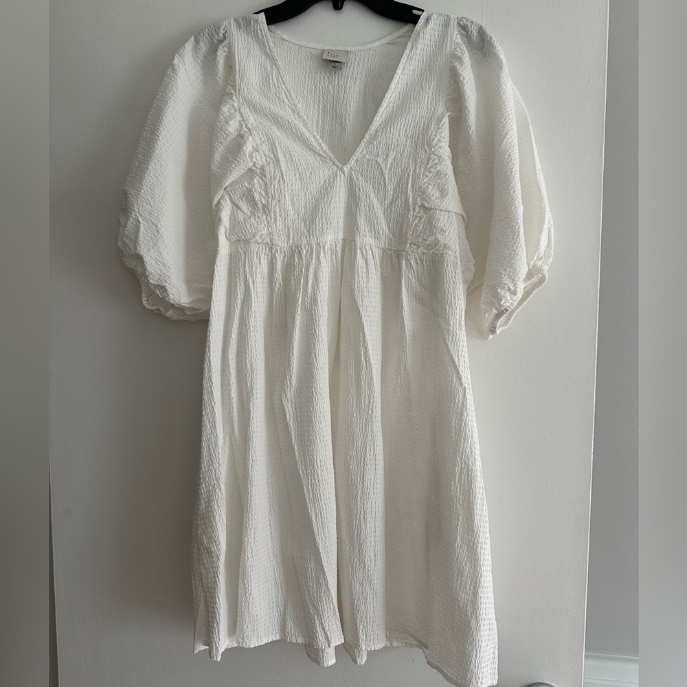 A New Day Textured White V-Neck Dress